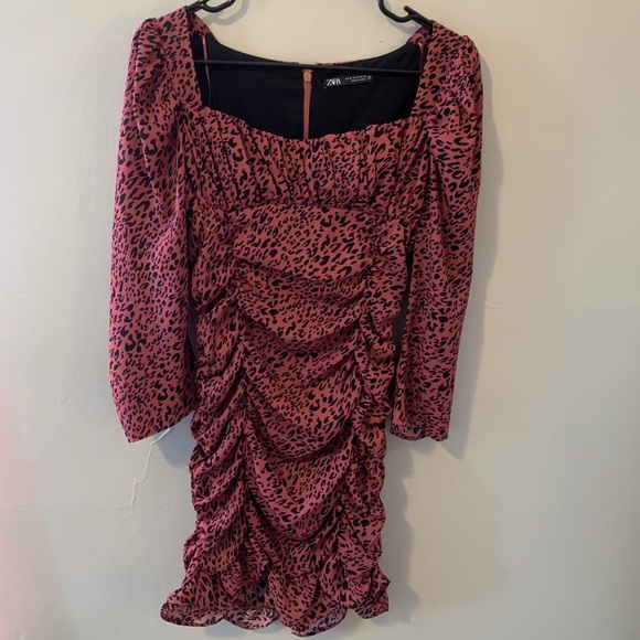 NWT Zara Printed Dress with Draping - Picture 4 of 6
